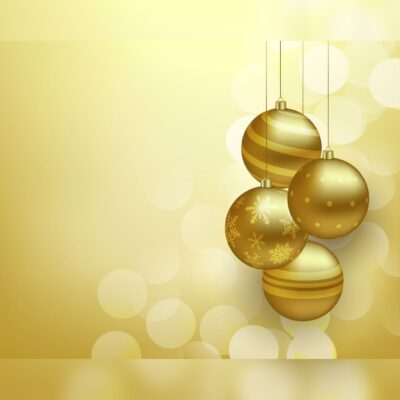 Gold Back-Drop with Gold Baubles Printed Outdoor PVC Banner 2.4m x 4m