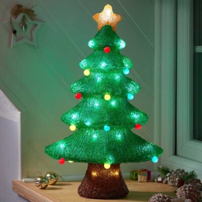 Inlit Acrylic Bauble Tree with 60 Ice White LEDs