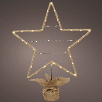 Large Star in Burlap Base with 25 Warm White LEDs