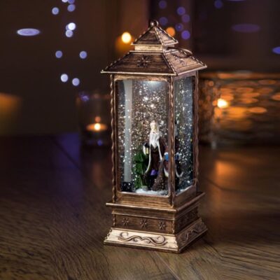 Oblong Lantern Water Spinner with Santa Design