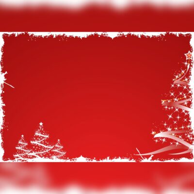 Red Back-Drop with Sparkly Christmas Trees & White Edging Printed Outdoor PVC Banner 2.4m x 4m