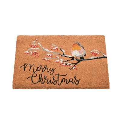 Robin Christmas Coir Doormat 60cm x 40cm