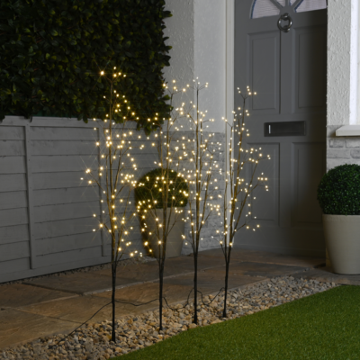 Set of 4 Large 1m Twig Pathfinder Lights with 384 Warm White LEDs
