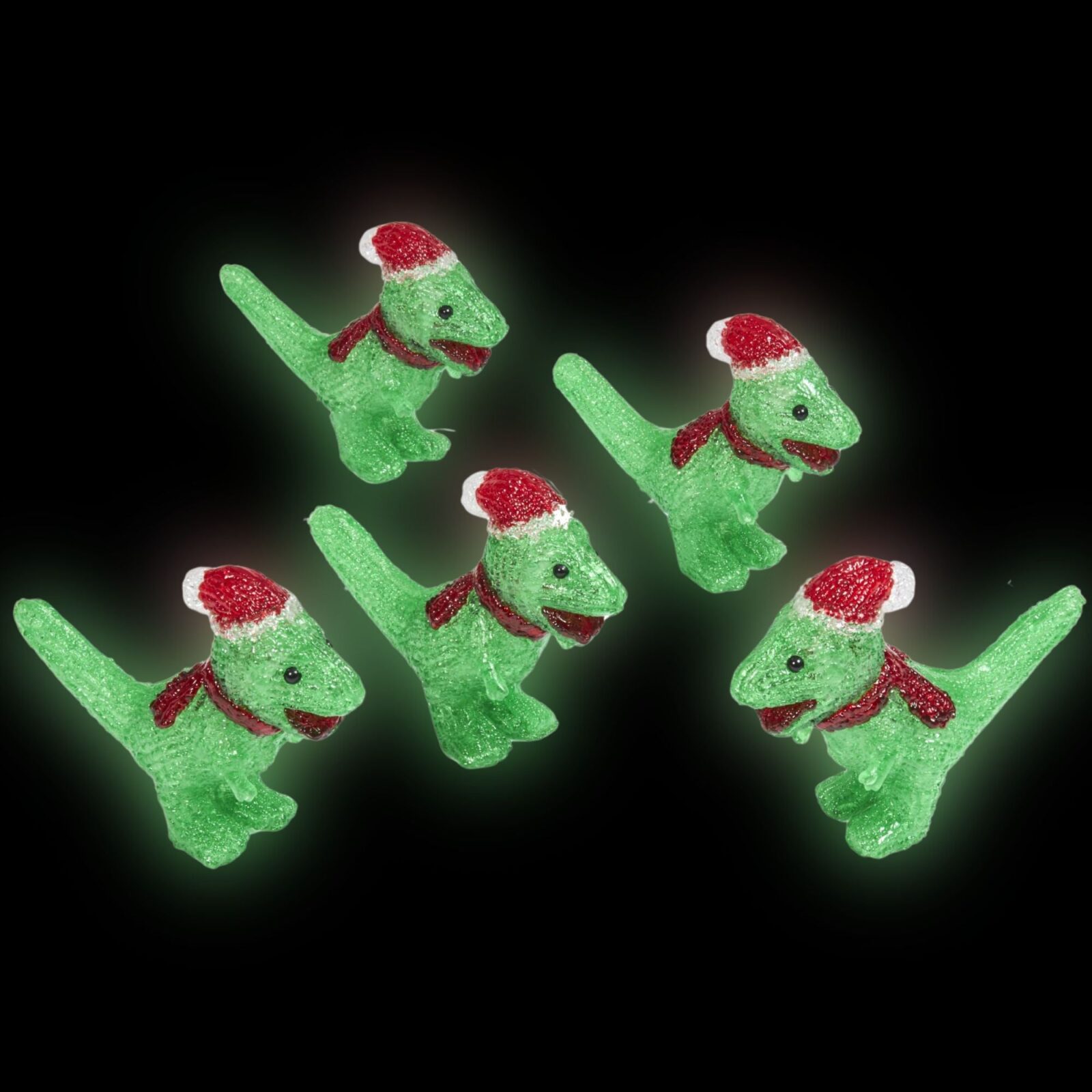 Set of 5 Festive InLit Dinosaurs Christmas Acrylic Lights