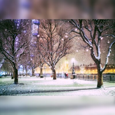 Wintry London Scene Featuring the London Eye Printed Outdoor PVC Banner 2.4m x 4m